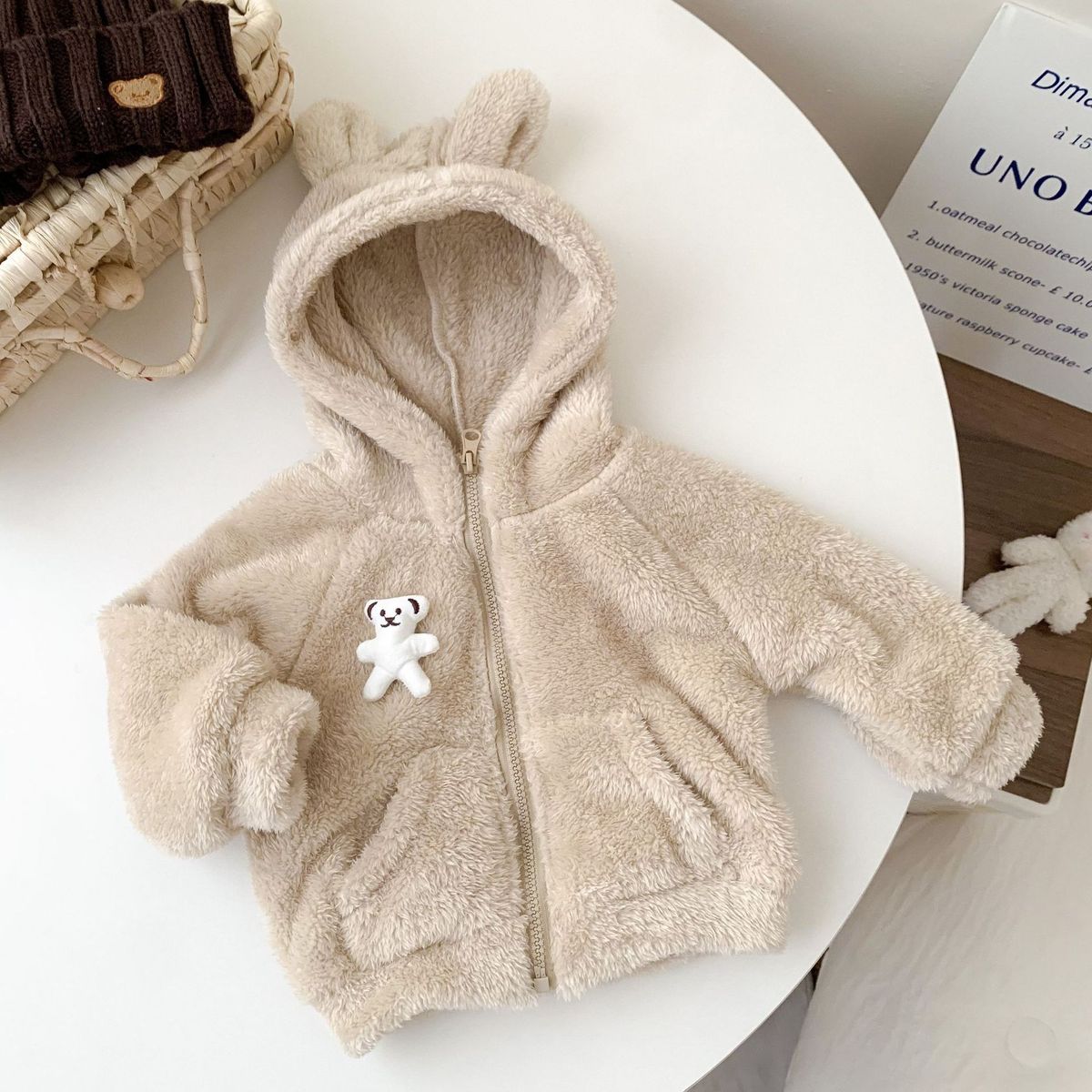 Baby clothing winter bear plush cute coat baby plus cashmere warm foreign style thick coat fashion clothing_viptrois.com