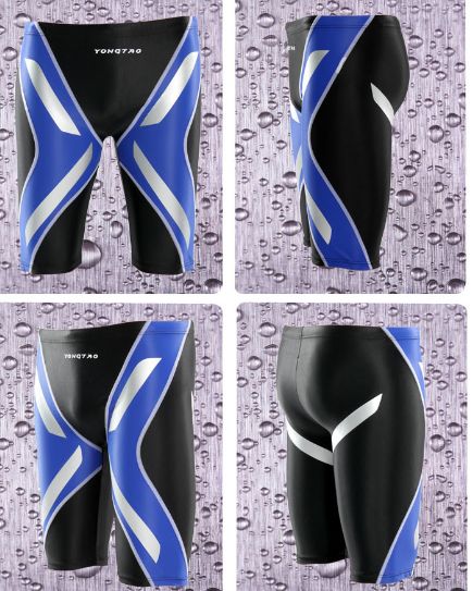 Factory direct sales Yongtao men's knee-length 5-point swimming trunks X style 5-point swimming trunks fabric Lycra 9103_viptrois.com