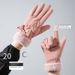Women's Gloves Women's Winter Ski Gloves Bow Cute Plush Thick Windproof Cold Proof Outdoor Cycling Touch Screen Gloves_viptrois.com
