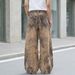 Retro Leopard And Tiger Print Patchwork Jeans High Waisted Wide Leg Slimming Floor Length Pants Men's Clothing Denim_viptrois.com