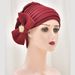 Women's Hijab New beaded bow hat space layer fabric solid color ethnic hat Baotou hat_viptrois.com