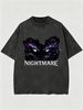 Nightmare Purple Eye Heavyweight Washed Graphic T-Shirt Men's Oversized Streetwear Tee_viptrois.com