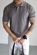 Men's V-Neck Polo Knit Short Sleeve Shirts, Notch Collar British Business Ice Silk Summer T-Shirt Tops_viptrois.com
