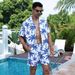 Men's Clothing Hawaiian Style Shirt Suit Summer Vacation Casual Short Sleeved Shorts Beach Flower Shirt Pajamas_viptrois.com