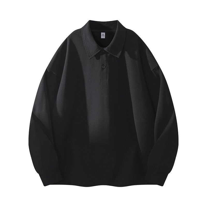 Men's & Women's Oversized Turn-Down Collar Long Sleeve Sweatshirt - Loose Fit Casual Pullover For Sports Team Building (Black, White, Navy, Gray)_viptrois.com