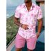 Men's Summer Hawaiian Vacation Shirt And Shorts Set 2 Pieces Cross Border Stock 3D Digital Print_viptrois.com