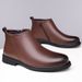 European Warm Series Wide Last Toe Side Chain Denim Style Trendy Men's Martin Boots Mid-Calf Warm Non-Slip Rubber Sole Single Cotton Shoes_viptrois.com