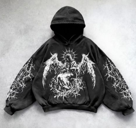 Washed Hooded Sweatshirt Pullover Versatile Cool Eagle Print Hoodie New Arrival_viptrois.com