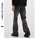 Men's Clothing high street black and gray washed ripped jeans men's straight slim retro casual pants_viptrois.com