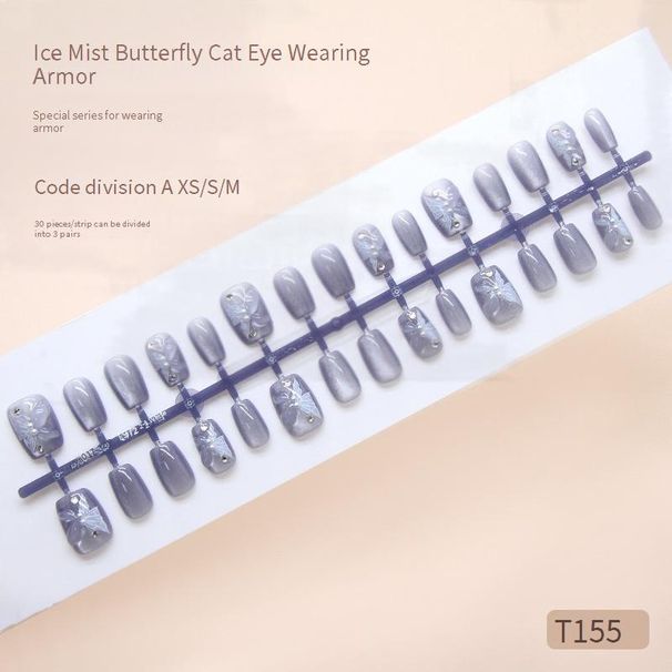 Beauty & Health Handmade Prefabricated Blue Three Dimensional Butterfly Cat's Eye Flashing Gentle Cool Diamond Nail Art 30 Pieces_viptrois.com