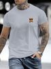 100% Pure Cotton Men's Summer Fashionable Short Sleeved Teddy Bear Pattern Printed Casual Slim Fit Versatile Top_viptrois.com