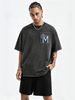 230g Washed Men Casual Tee Compass M Letter Print Short Sleeve Loose Streetwear Daily T-Shirt_viptrois.com