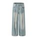 Men's Clothing Retro Niche Deconstruction Design Jeans Men And Women Loose Straight Loose Wide Leg Pants_viptrois.com