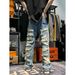 Men's Clothing Fashion Retro Heavy Industry Damage Erosion Patch Design Sense Jeans High Street Hole Cleanfit Pants_viptrois.com