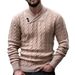Loom Foreign Trade Cross-Border Men's Fashion European American Spring And Autumn Thin Knitted Top With Classic Twist Collar_viptrois.com