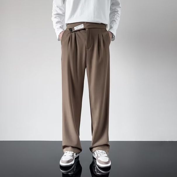 Men's Clothing High Street Wide Leg Pants Men's Elastic Spring And Summer Retro Casual Trousers Trendy Brand Loose Straight Pants_viptrois.com