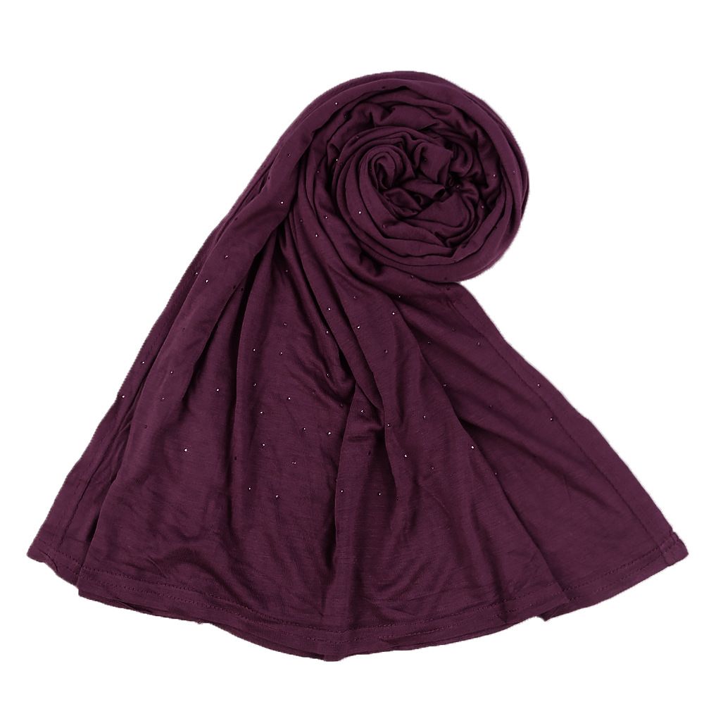 Muslim Headscarf Muslim Scarf Pure Color Mercerized Cotton Scarf Full Of Star Hot Diamond High Quality Modal Scarf 170*60cm_viptrois.com