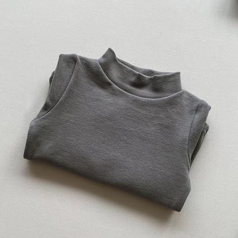 Korean Style Autumn And Winter New Small And Medium Children's Base Shirt Cotton Cashmere Stretch Top Versatile Base Shirt Children's Clothing_viptrois.com