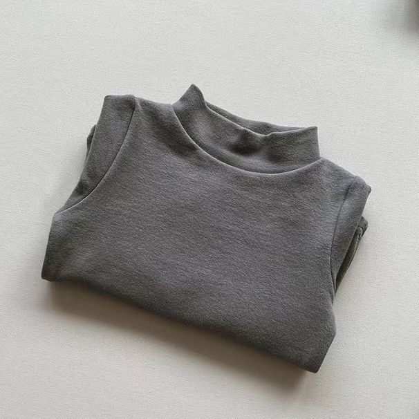 Korean Style Autumn And Winter New Small And Medium Children's Base Shirt Cotton Cashmere Stretch Top Versatile Base Shirt Children's Clothing_viptrois.com
