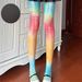 Silk Stockings Gradient Fishnet Stockings Sexy Dopamine Candy Color Pantyhose Colorful Rainbow Bottoming Stockings Slim Legs Socks_viptrois.com