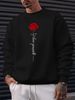 Men's Loose Casual Fashionable Rose And Letter Printed Round Neck Long Sleeved Sweatshirt For Autumn And Winter_viptrois.com