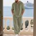 New Autumn Linen Men's Casual Suit - Loose-fitting Hooded Henry Shirt With Long Sleeves And Long Pants Set_viptrois.com