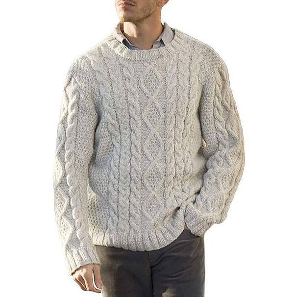 Men's Solid Color Knit Sweater - Classic Round Neck Long Sleeve Pullover, Soft & Breathable, Plus Size Available, Autumn Winter Casual Wear_viptrois.com