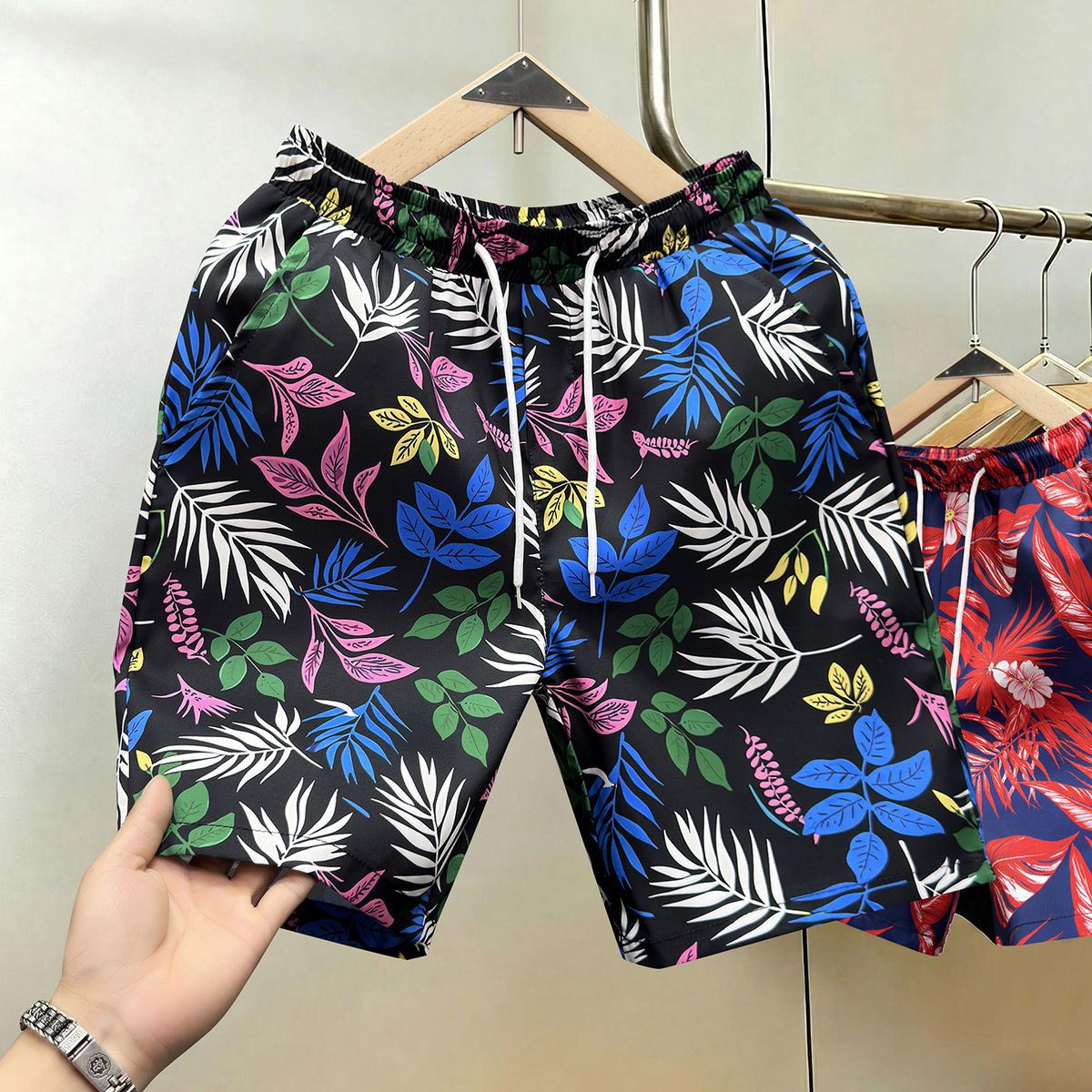 Summer Printed Beach Shorts For Men Quick Drying Capri Pants Casual Trendy Hawaiian Style Couple Style_viptrois.com