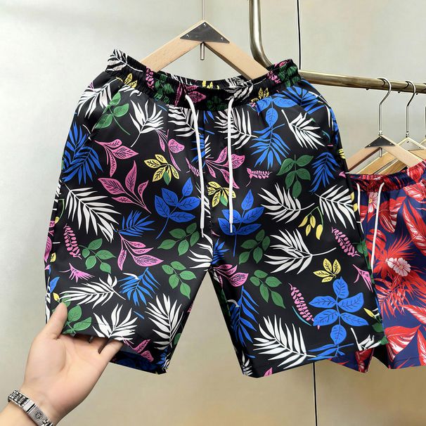 Summer Printed Beach Shorts For Men Quick Drying Capri Pants Casual Trendy Hawaiian Style Couple Style_viptrois.com