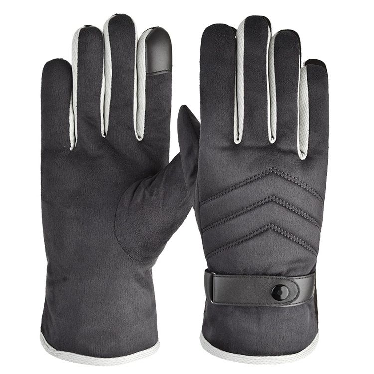 Men's Gloves New Suede Warm Gloves Men's Autumn And Winter Outdoor Cycling Plus Velvet Thickened Cycling Driving Windproof Cotton Gloves_viptrois.com