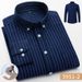 Men's Oxford Cotton Checkered Shirt, Slim Fit Long Sleeve Button-Up Shirt, Breathable Business Casual Plaid Shirt With Korean Style Tailoring_viptrois.com
