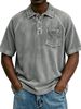 Men's Clothing Button Down Collar Casual Corduroy Men's Corduroy Short Sleeve Button-Up Shirt - Relaxed Fit, Breathable Polyester, 10 Colors (S-4XL)_viptrois.com