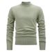 Men's Clothing Autumn And Winter Solid Color Medium High Collar Long Sleeve Casual Knitted Sweater Middle Aged Wool Bottoming Sweater Men_viptrois.com