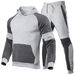 Loom 2020 European And American Cross-Border New Men's Fashion Plus Size Color Block Patchwork Hoodie Set One Piece_viptrois.com