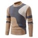 "Men's High Neck Color Block Pullover Sweater – Plus Size Knitwear, Stylish & Comfortable Casual Base Layer (M-4XL)"_viptrois.com