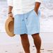 New Cotton And Linen Shorts With Multiple Pockets, Men's Striped Beach Pants With Drawstring_viptrois.com