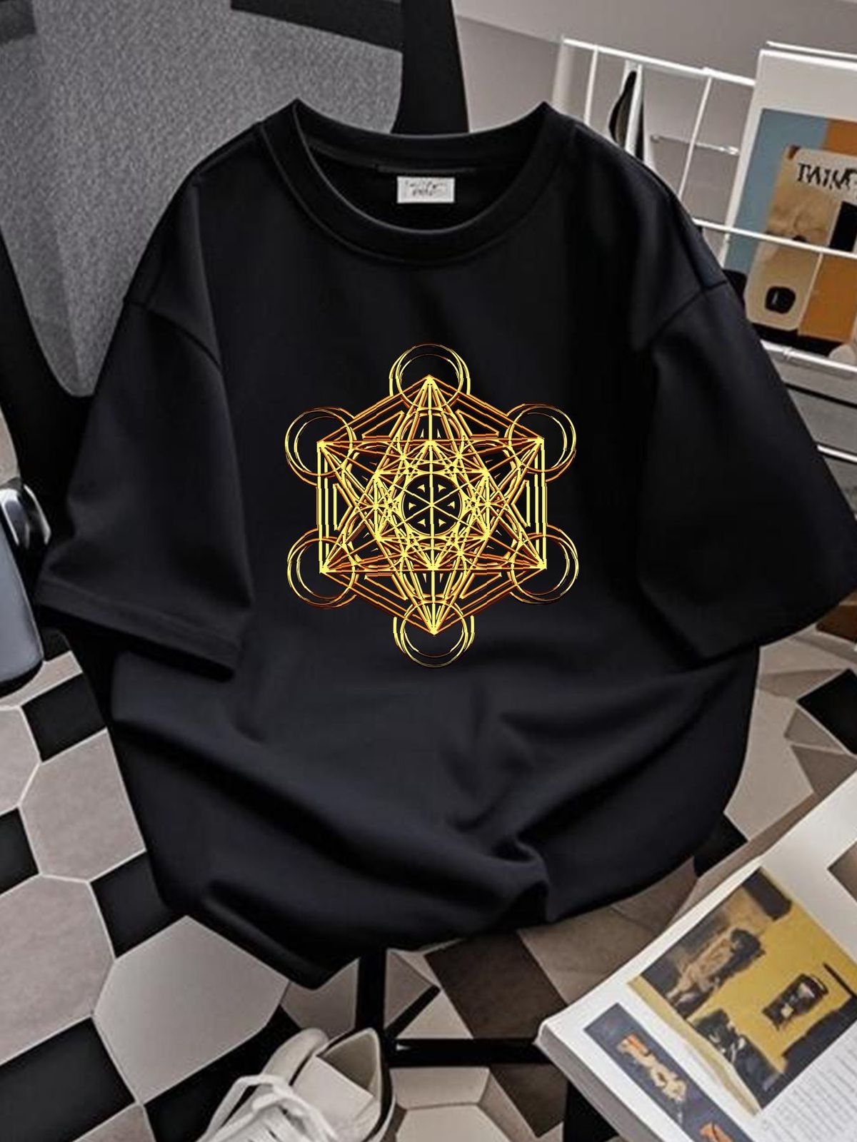 NEW LIMITED Metatrons Cube, Sacred Geometry, Psytrance Festival Rave Edm T-Shirt Top For Everyday Wear Stylish Graphic Soft Designer Clothes_viptrois.com