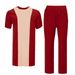 Men's Clothing men's summer red short sleeved shirt new fashion casual two piece suit high end suit sportswear_viptrois.com