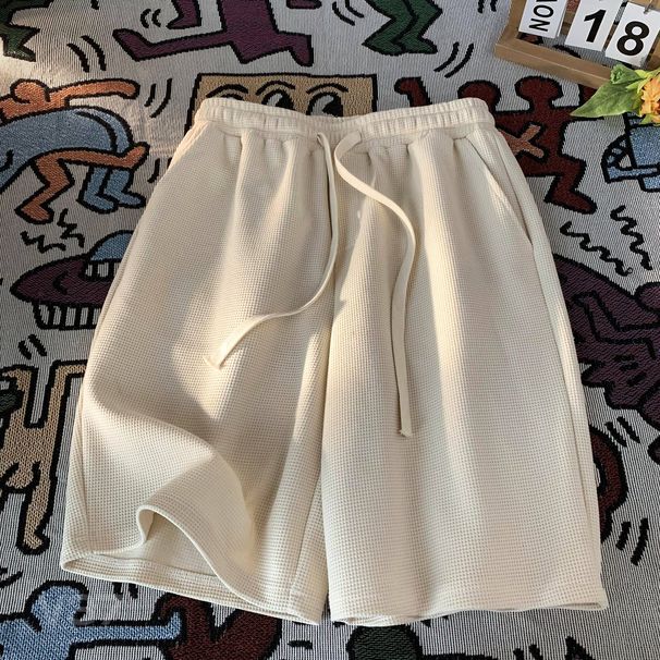 Men's Clothing Waffle Shorts Summer Thin New Loose Casual Sports Trendy Beach Five Point Pants_viptrois.com