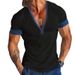 INS2024 Summer Quick-Dry Short Sleeve Casual Men's V-Neck Plus Size Striped T-Shirt Top_viptrois.com