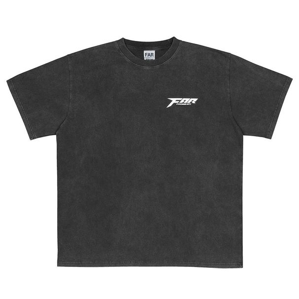 FAR.ARCHIVE Washed Vintage Letter Printed High Street Men's Loose Round Neck Short Sleeved T-shirt_viptrois.com