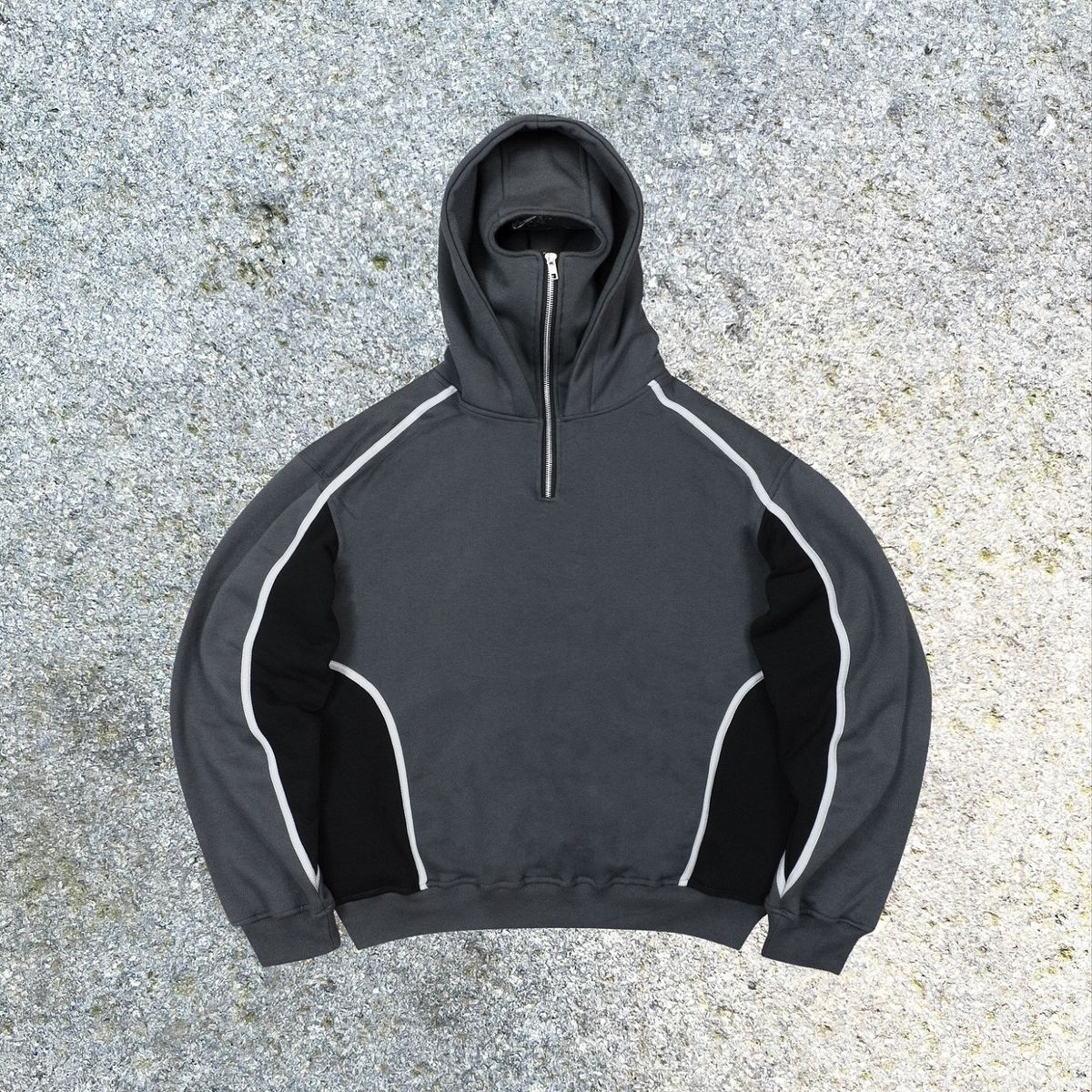 Men's Clothing ins trendy brand double hat personality design color matching hooded sweatshirt autumn and winter new men and women loose sweatshirt_viptrois.com