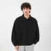 Men's Retro Oversized Polo Collar Sweatshirt - Long Sleeve Button Neck Pullover Top For Autumn (Black, Grey, White)_viptrois.com