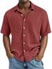 Men's Clothing Independent Station Men's Short Sleeved Lapel Shirt Double Layer Wrinkled Casual Shirt_viptrois.com