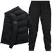 New stand-up collar cotton shirt + pants suit printed men's winter thickened warm cotton clothing casual wear_viptrois.com