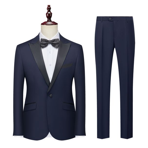 Peaked lapel dress, art test performance formal suit, men's groom, wedding host, Tashi slim suit_viptrois.com