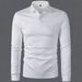 Men's Clothing Polo Shirt Solid Color Lapel Long Sleeved Tight White Top_viptrois.com