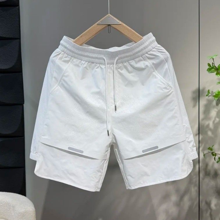 Summer Solid Color Men's Casual Shorts Stylish Versatile Trendy Handsome Five Point Loose Fit Easy To Match Quick Drying_viptrois.com