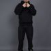 Autumn And Winter 400g Cashmere Thickened Suit Men's And Women's Loose Solid Color Hoodie Pants Two-piece Set_viptrois.com