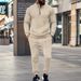 Autumn/Winter Men's Casual Sports Suit Jacquard Stand Collar Loose Fit Two Piece Set Street Wear_viptrois.com
